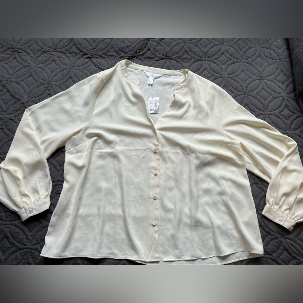 NWT Addition Elle Women's Cream Button-Front Blouse size 2X